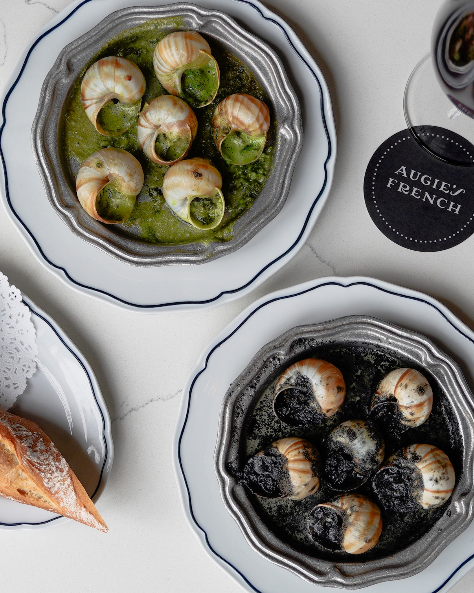 Let’s Escargot downtown! ❤️🐌
Two of our four irresistible flavored butters:
🧄 Garlic Butter, Parsley, Pernod
🍄 Black Truffle Butter
Not pictured but equally tempting:
🌶️ Buffalo
🧀 Boursin Cheese Butter with Lemon & Pepper
Pro tip: Don’t forget to order the 'Ants on a Log' while you’re here. IYKYK.