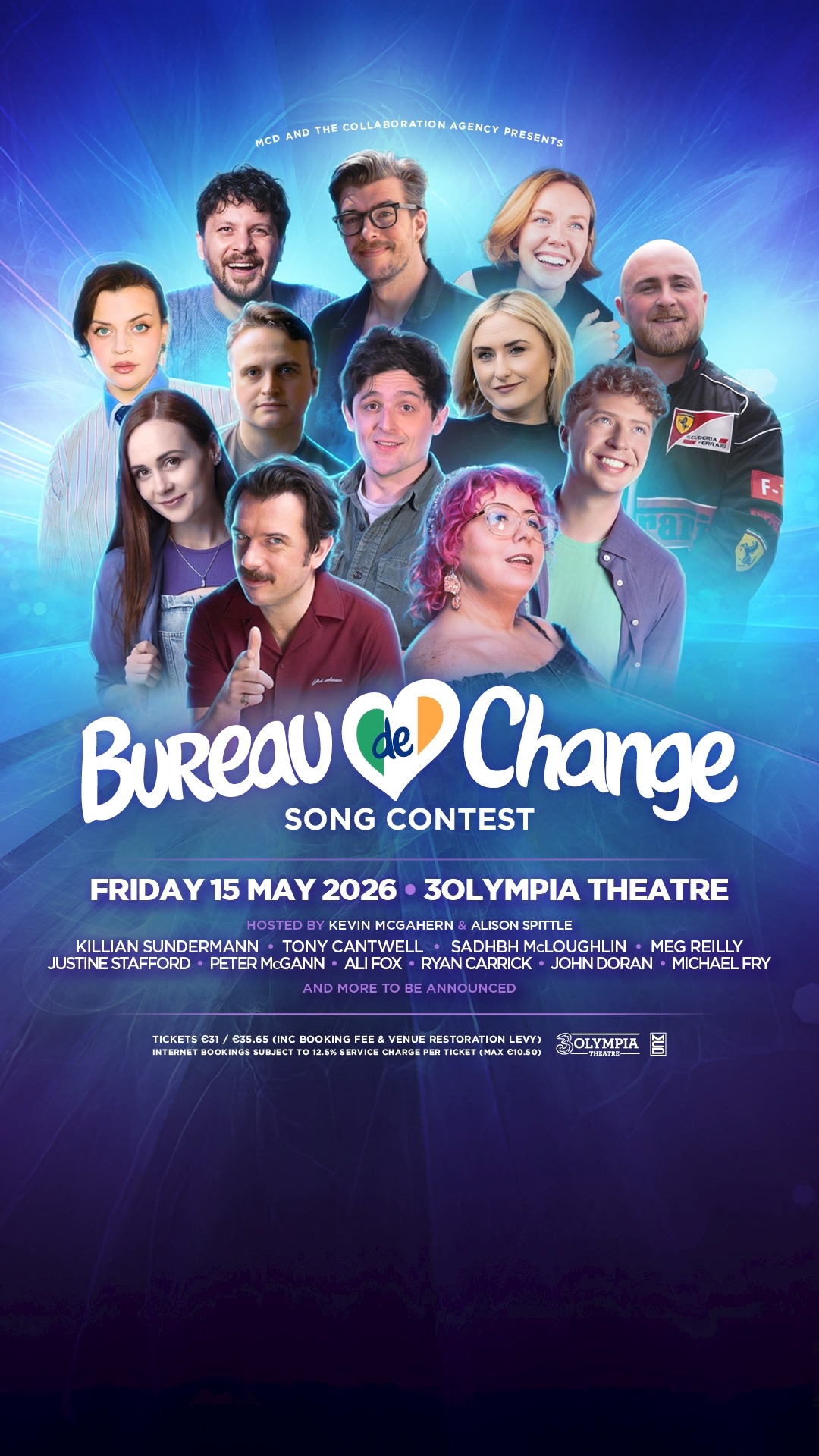 𝑶𝒏 𝑺𝒂𝒍𝒆 𝑵𝒐𝒘! The Bureau De Change Song Contest, at 3Olympia Theatre, Dublin on Fri 15th May.